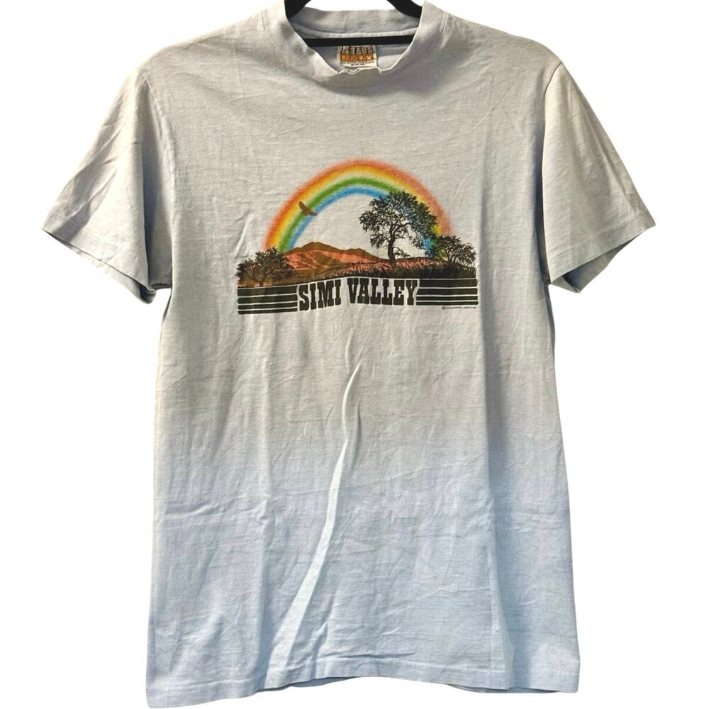 Vintage 80s Simi Valley California Nature Rainbow Single Stitch Shirt Medium